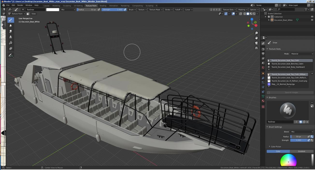 3D model Excursion Boat White