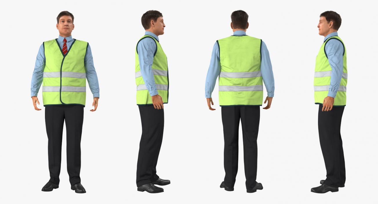 3D model Construction Architect in Yellow Safety Jacket Standing Pose