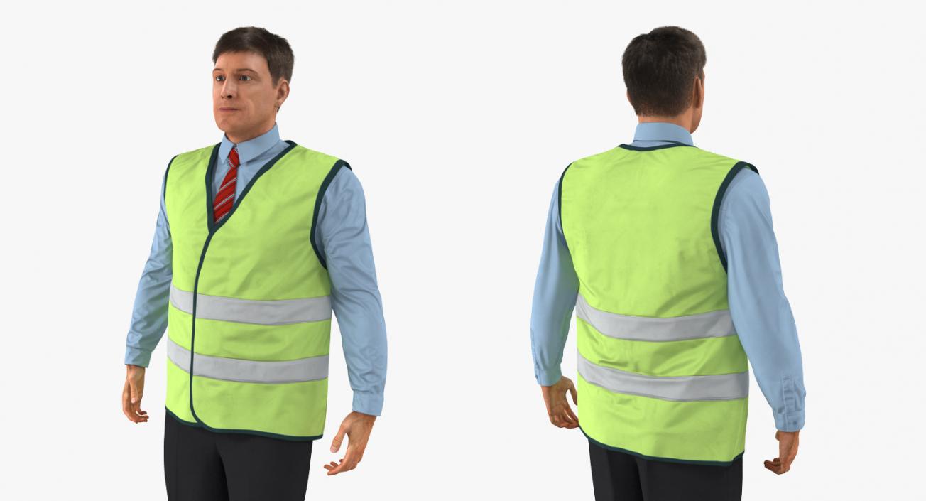 3D model Construction Architect in Yellow Safety Jacket Standing Pose