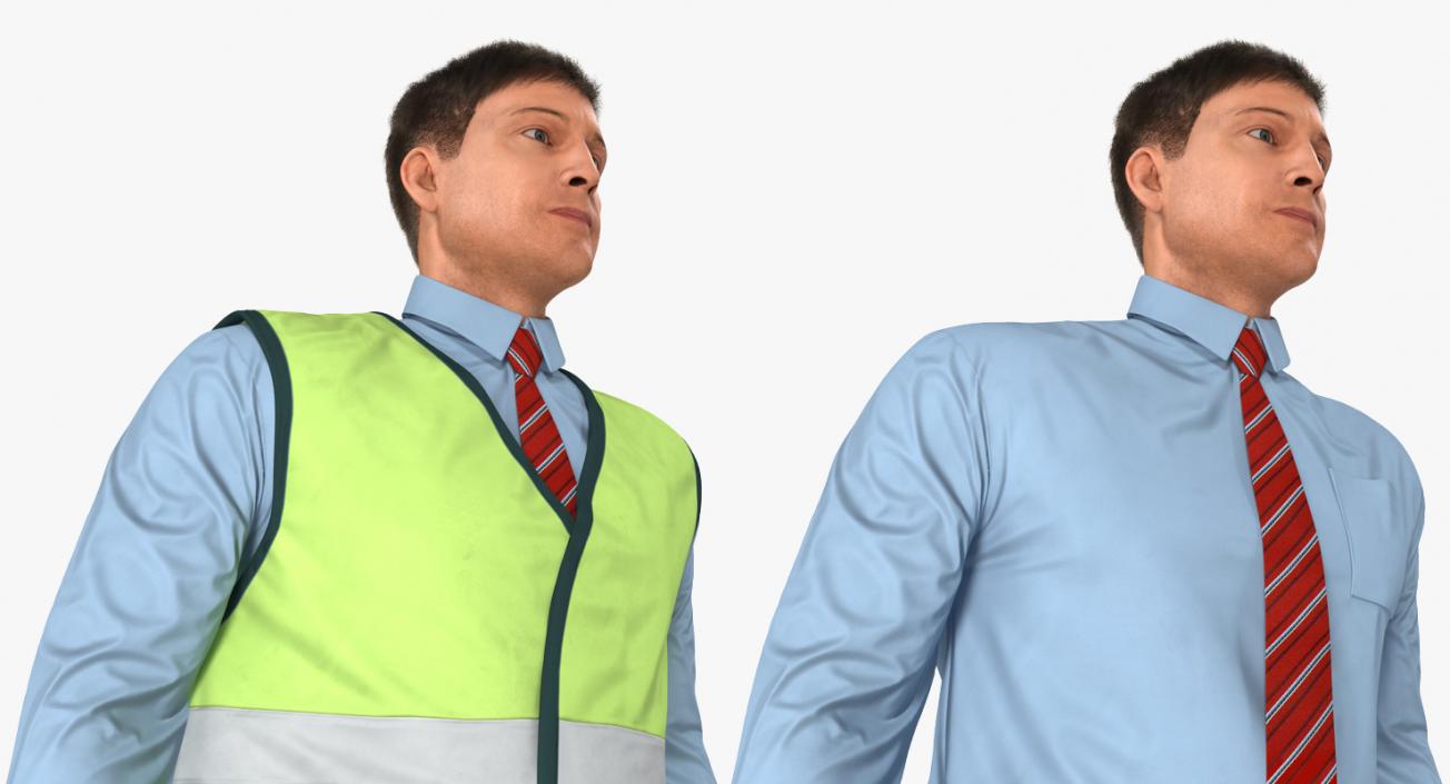 3D model Construction Architect in Yellow Safety Jacket Standing Pose