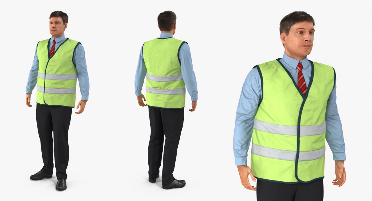 3D model Construction Architect in Yellow Safety Jacket Standing Pose