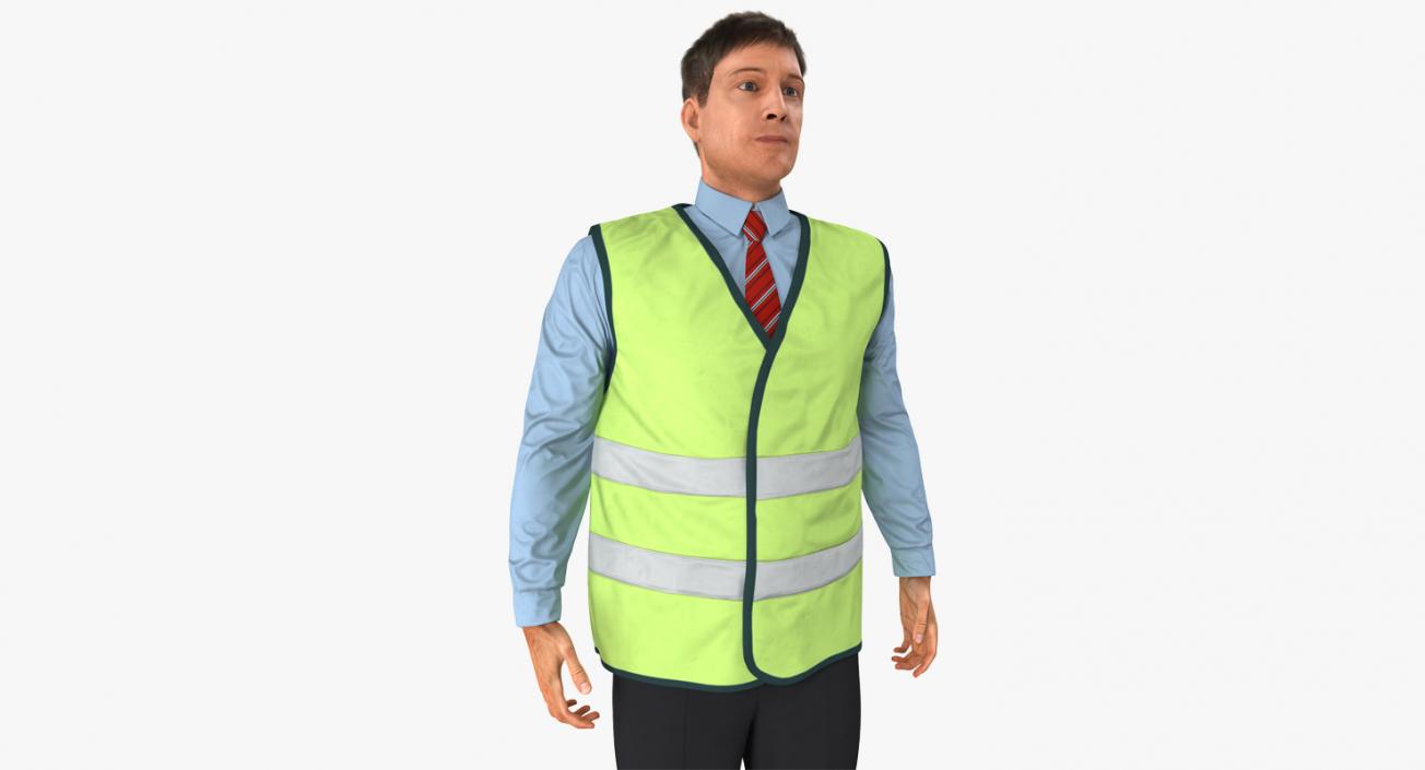 3D model Construction Architect in Yellow Safety Jacket Standing Pose