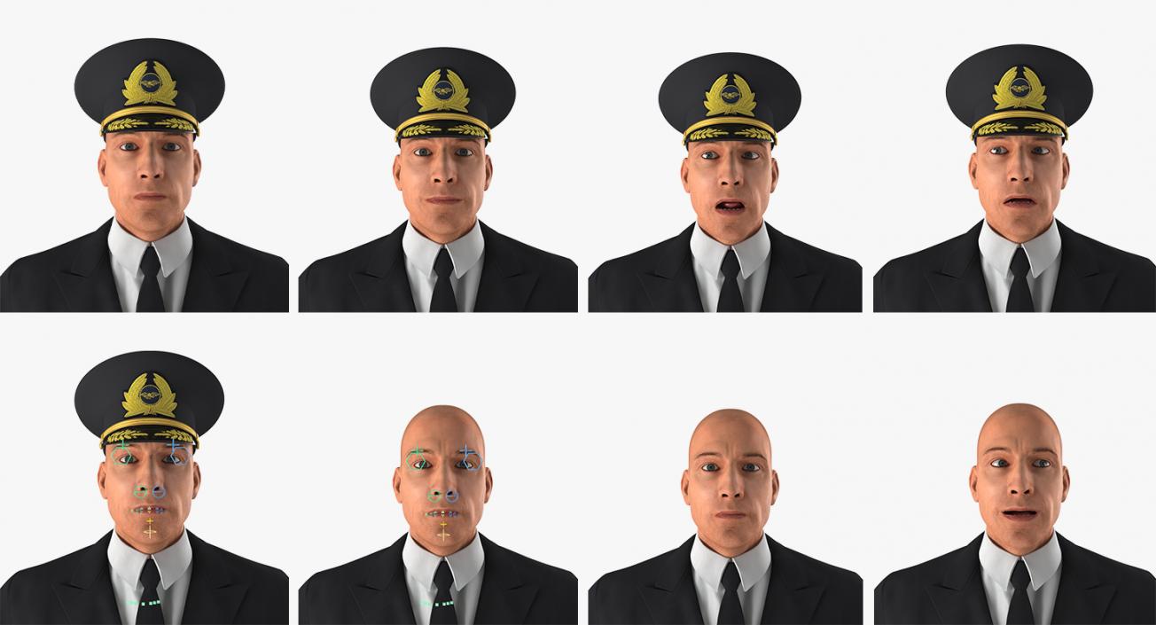 3D Airline Pilot and Stewardess Rigged Collection