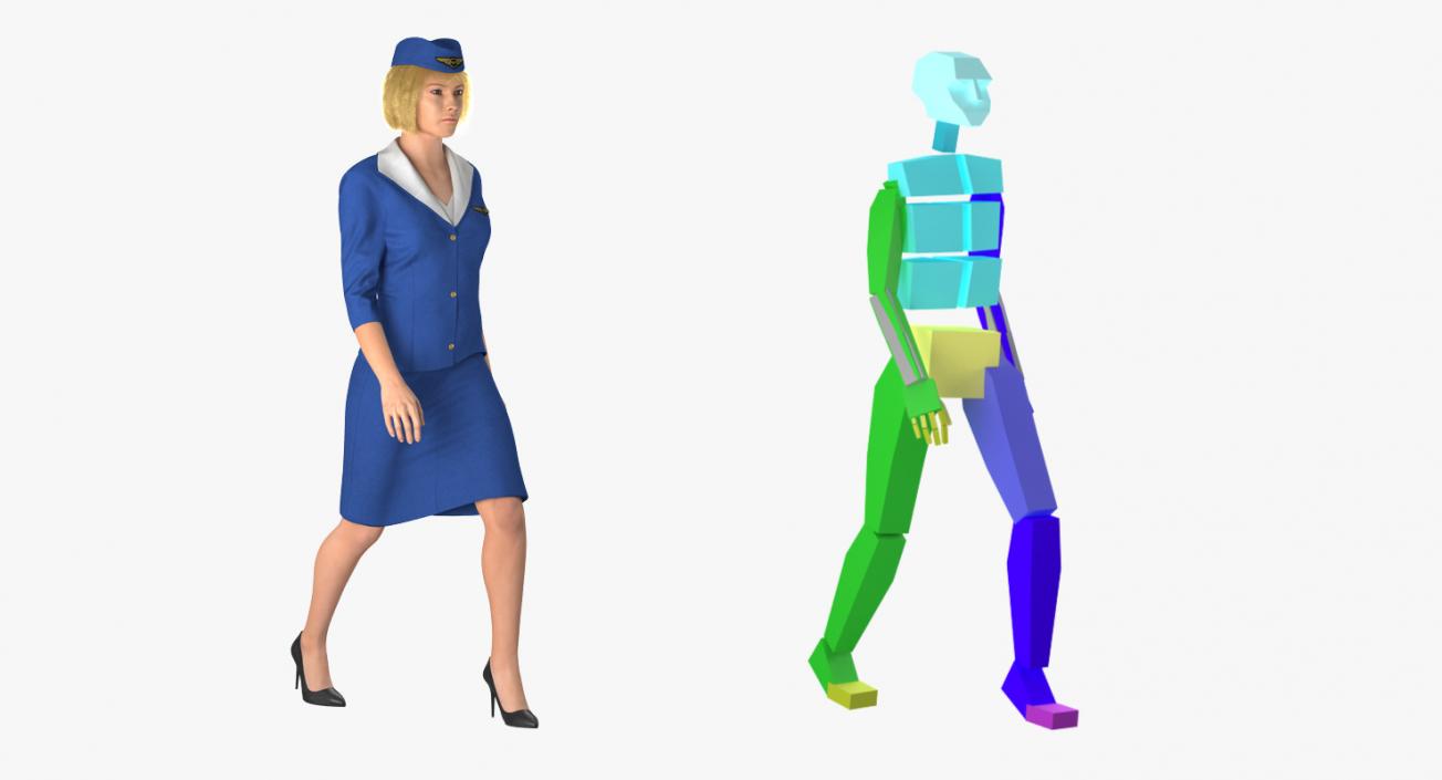 3D Airline Pilot and Stewardess Rigged Collection