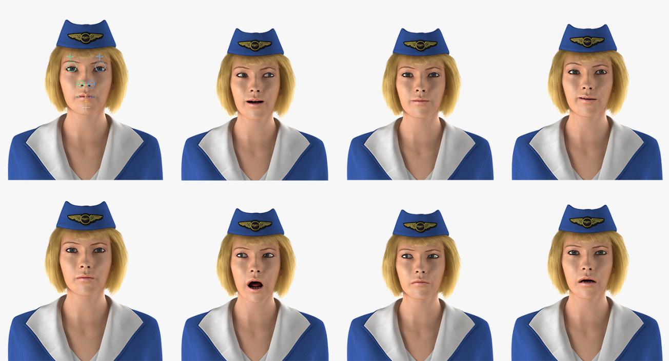 3D Airline Pilot and Stewardess Rigged Collection