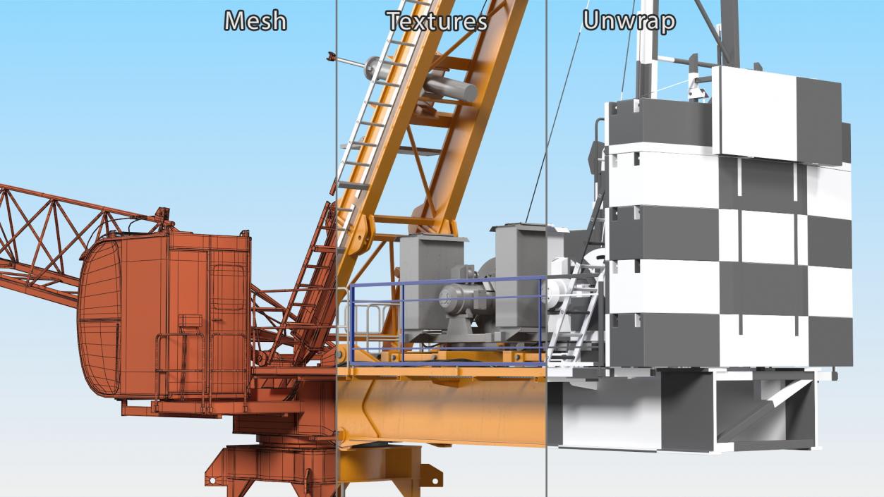 Tower Crane with Concrete Bucket 3D