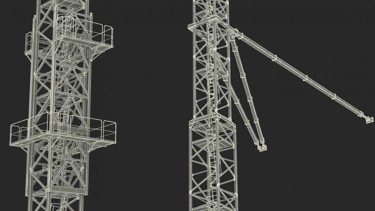 Tower Crane with Concrete Bucket 3D