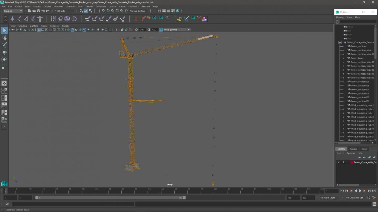 Tower Crane with Concrete Bucket 3D