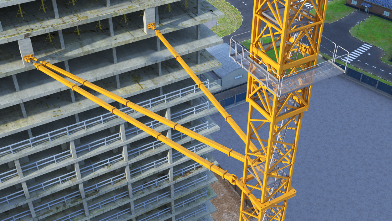 Tower Crane with Concrete Bucket 3D