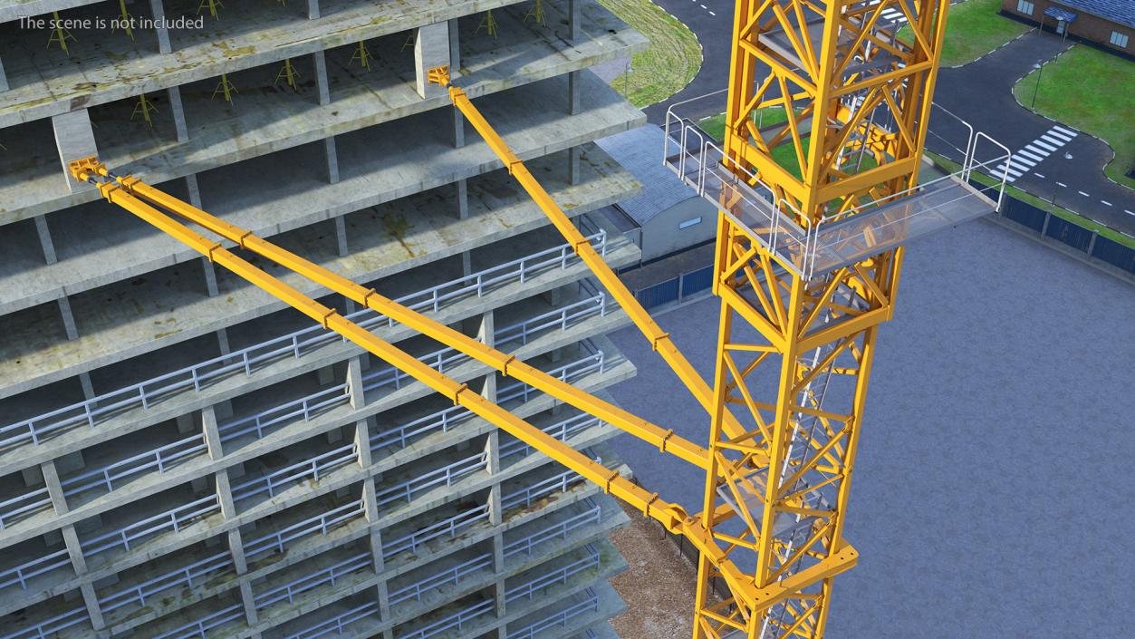 Tower Crane with Concrete Bucket 3D