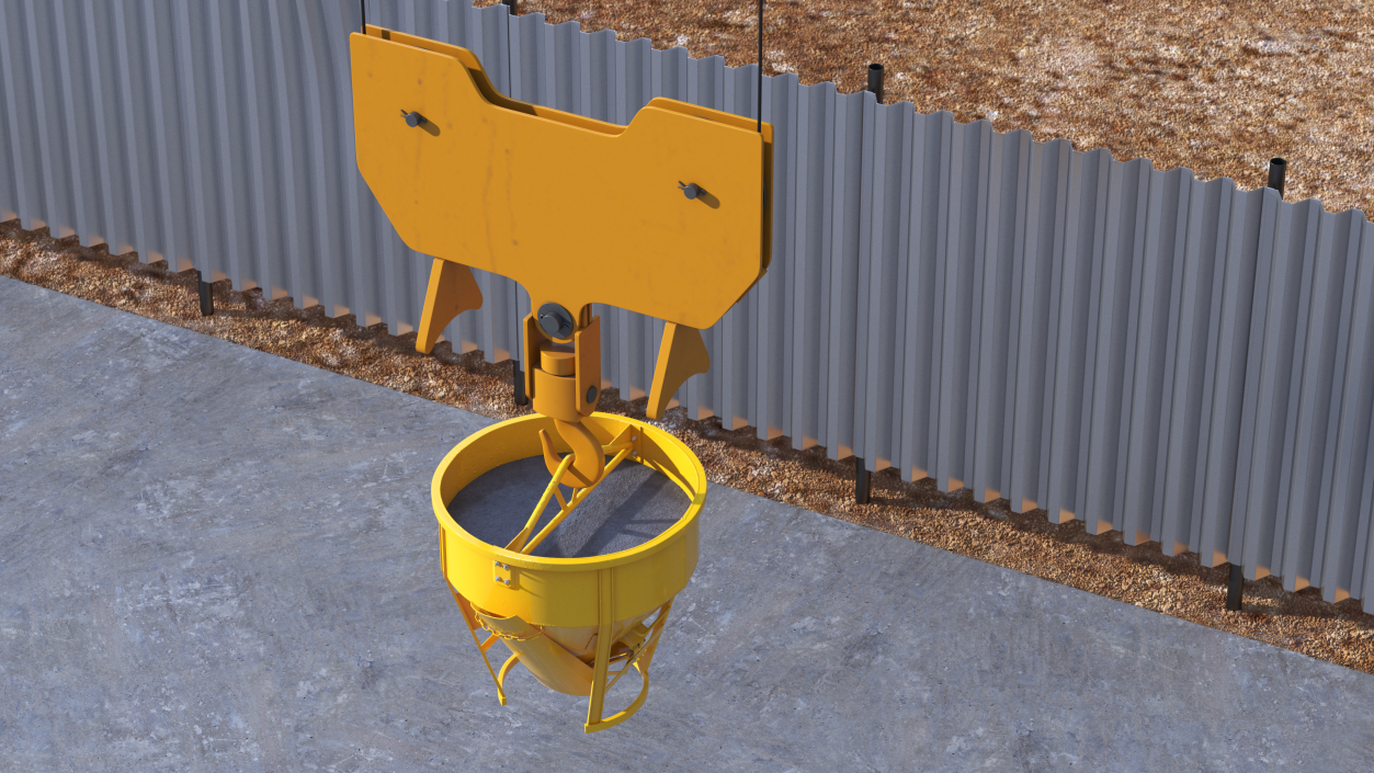 Tower Crane with Concrete Bucket 3D