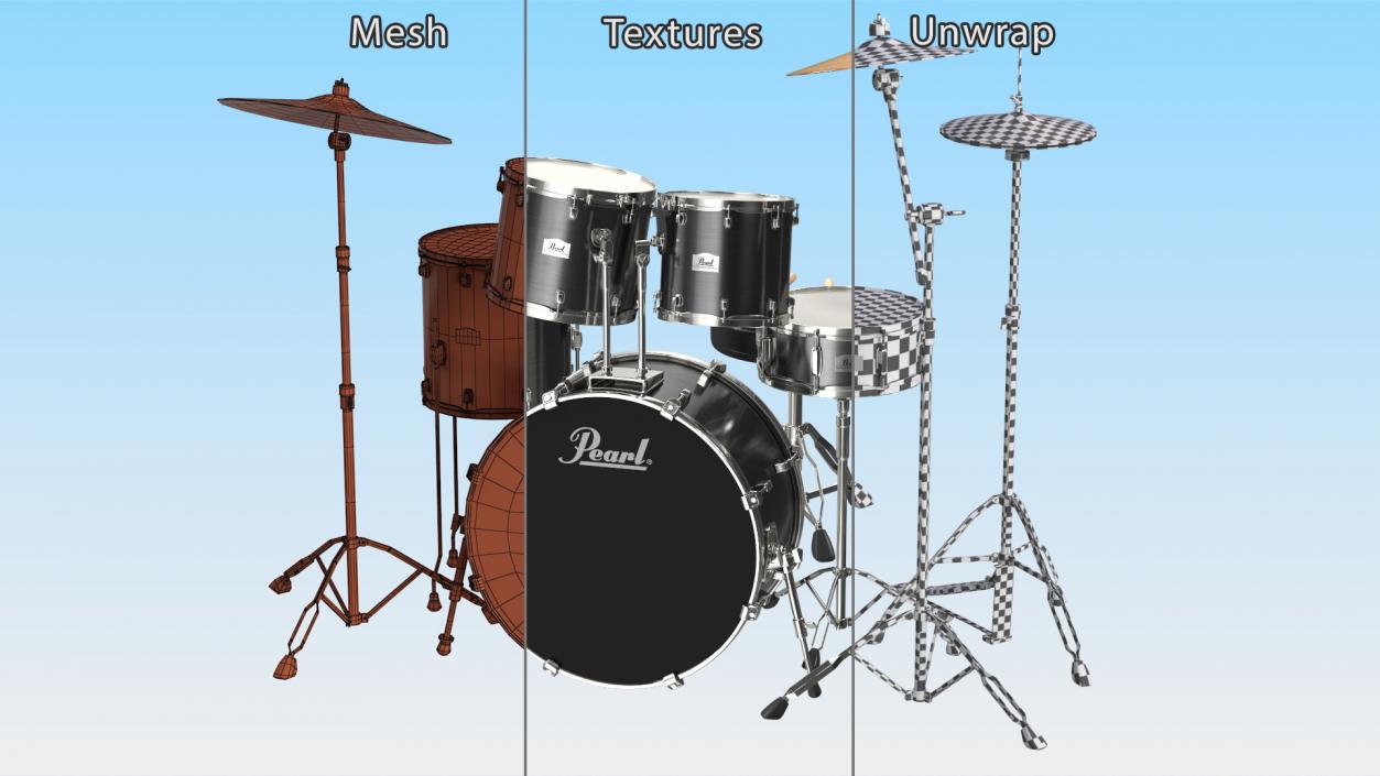 3D Pearl Roadshow Drum Set model