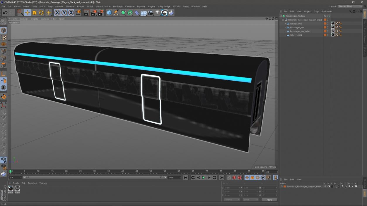 Futuristic Passenger Wagon Black 2 3D model