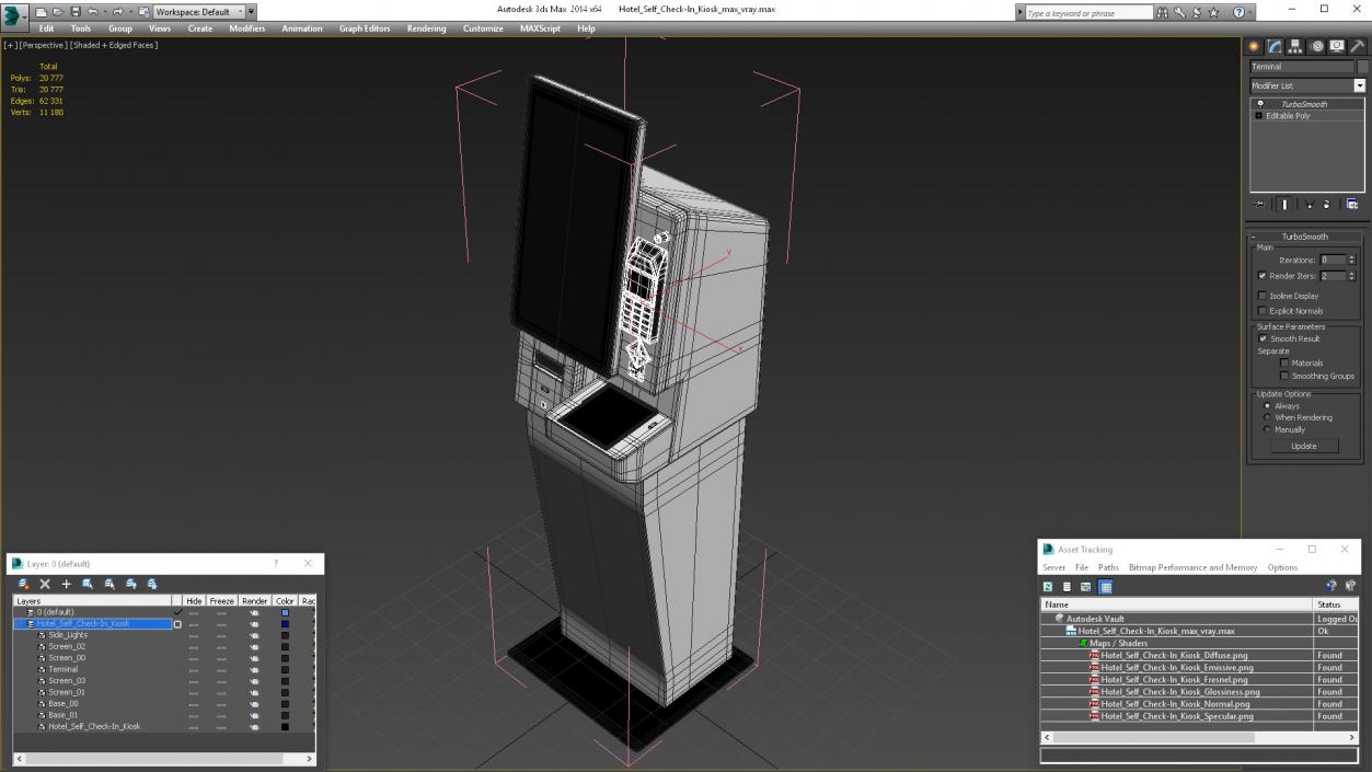 3D model Hotel Self Check-In Kiosk