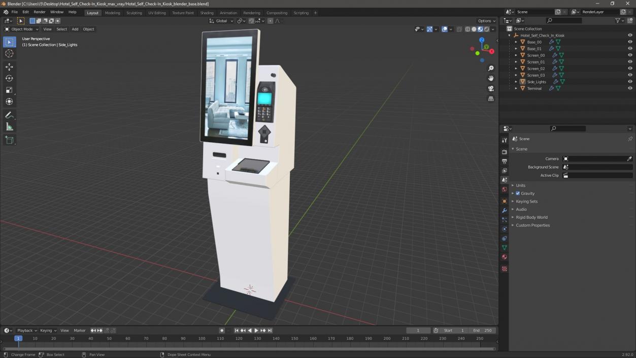 3D model Hotel Self Check-In Kiosk