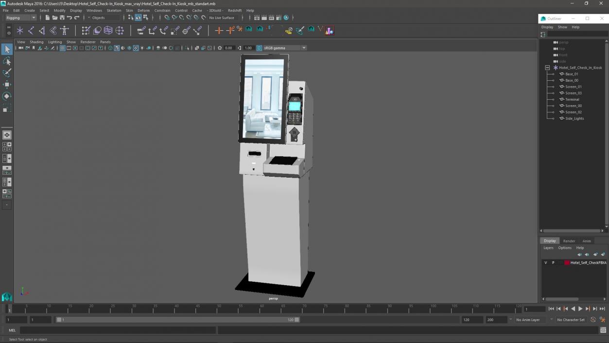 3D model Hotel Self Check-In Kiosk