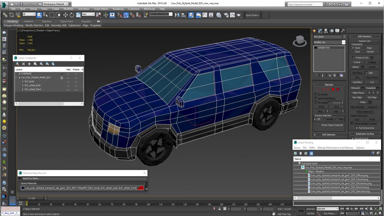 Low Poly Stylized Model SUV 2 3D model