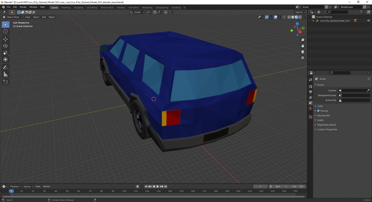 Low Poly Stylized Model SUV 2 3D model