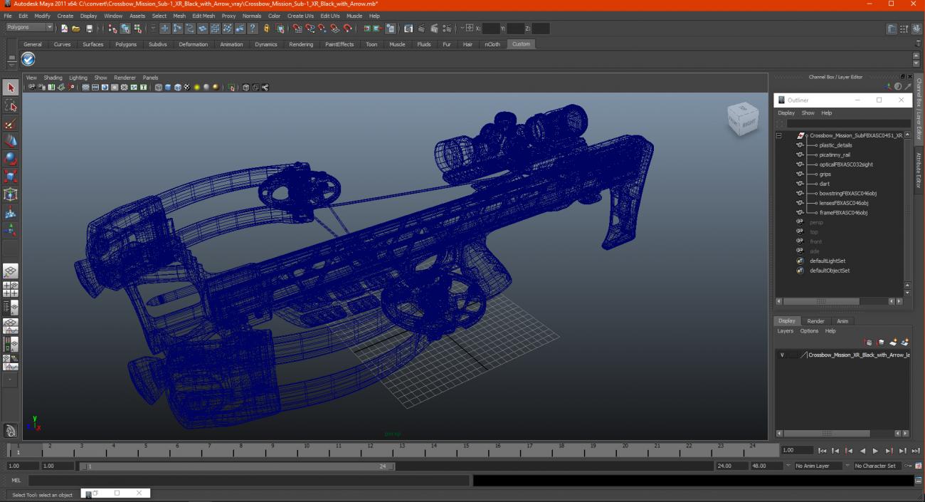 Crossbow Mission Sub-1 XR Black with Arrow 3D