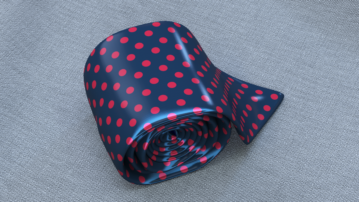 Silk Tie with Red Dots 3D