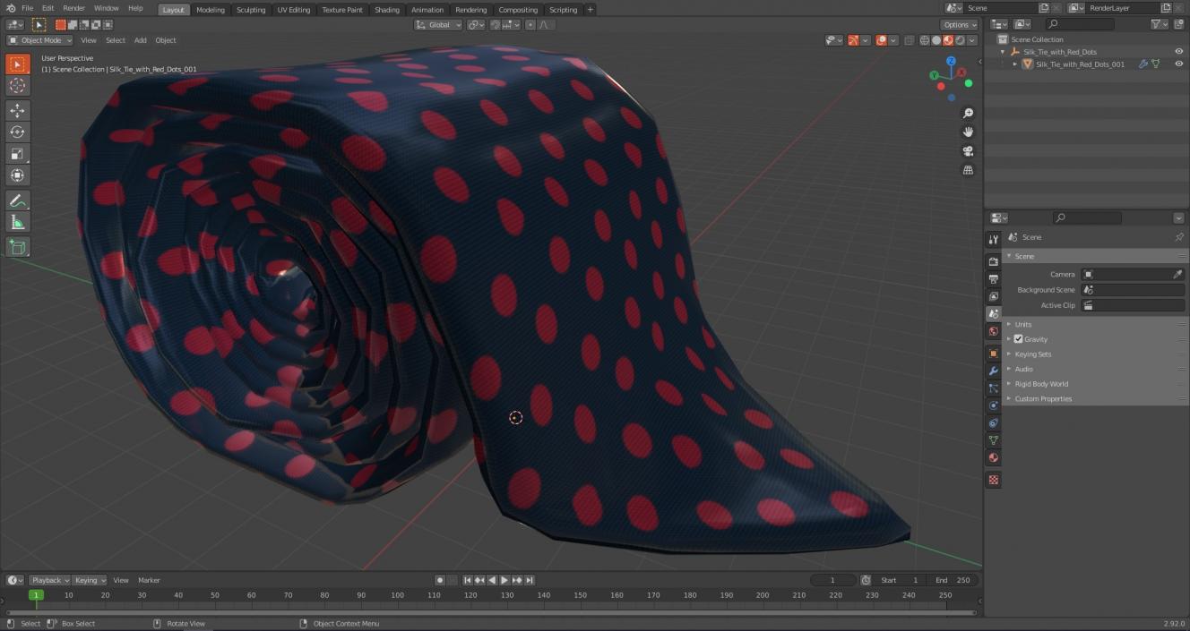 Silk Tie with Red Dots 3D