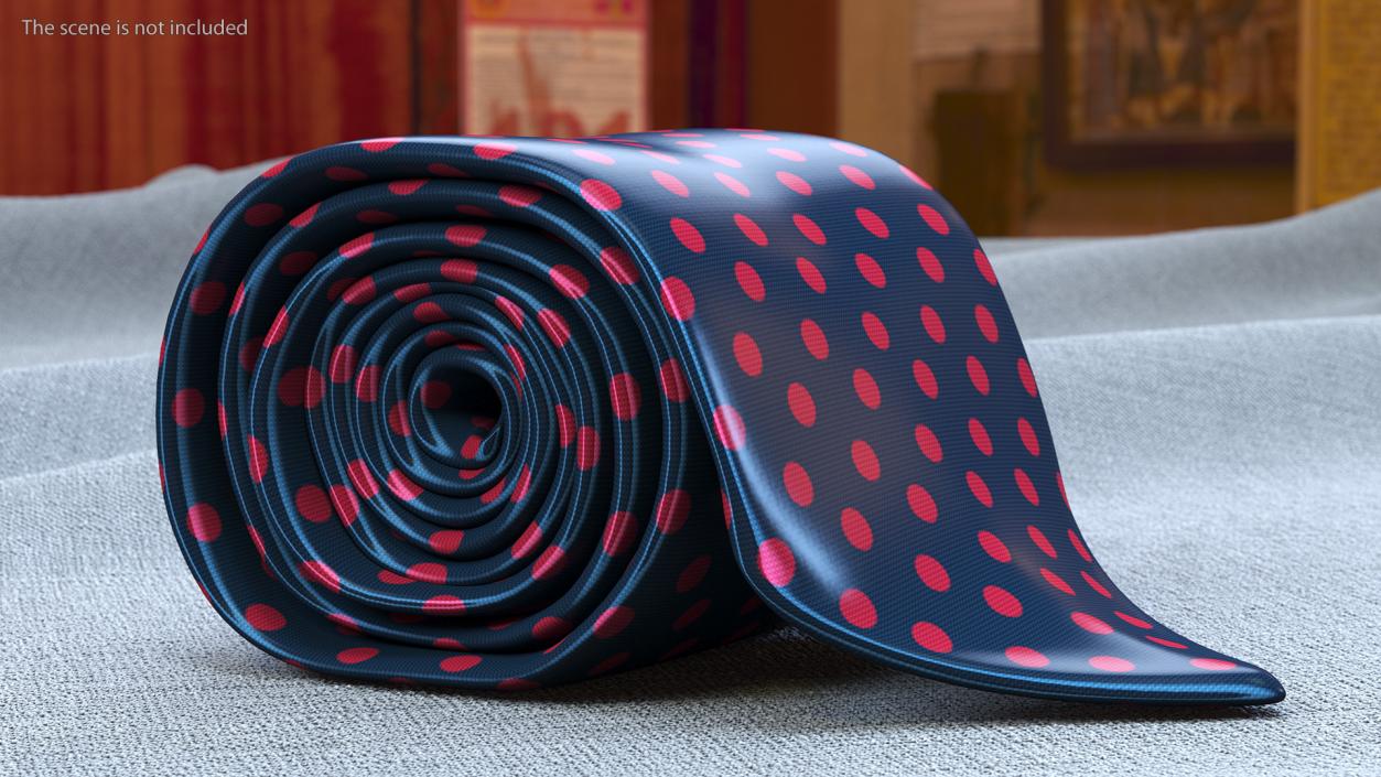 Silk Tie with Red Dots 3D