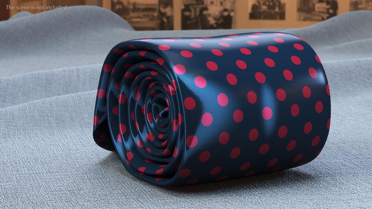 Silk Tie with Red Dots 3D