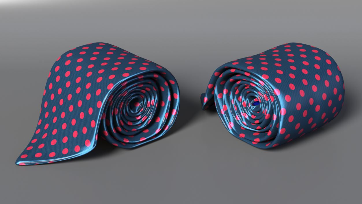 Silk Tie with Red Dots 3D