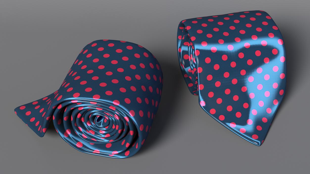 Silk Tie with Red Dots 3D