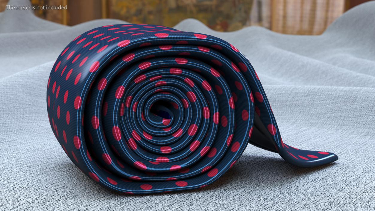 Silk Tie with Red Dots 3D