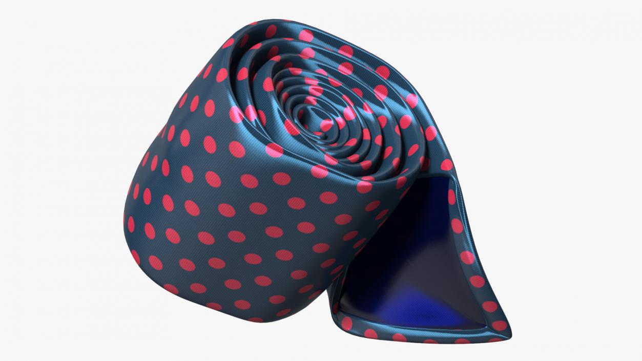 Silk Tie with Red Dots 3D