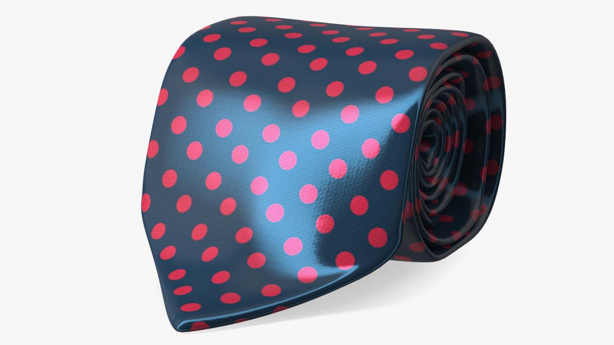 Silk Tie with Red Dots 3D