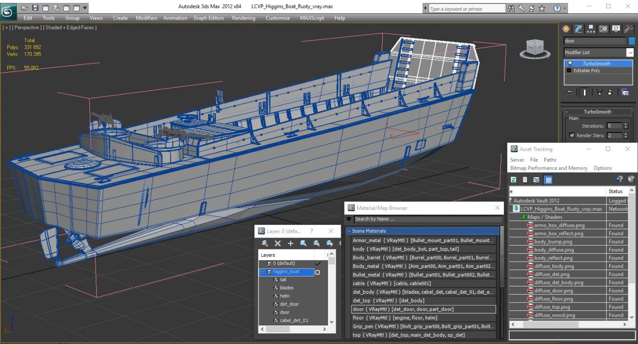 3D LCVP Higgins Boat Rusty model