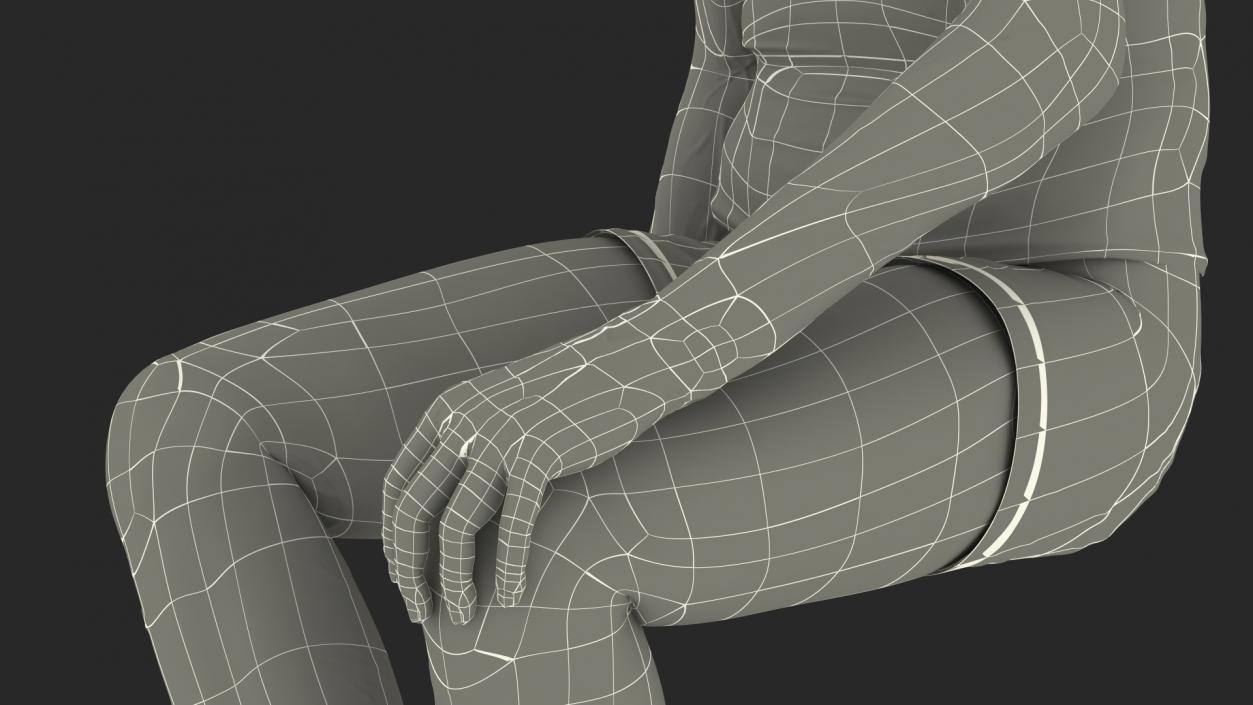 3D model Old Man Underwear Sitting Pose