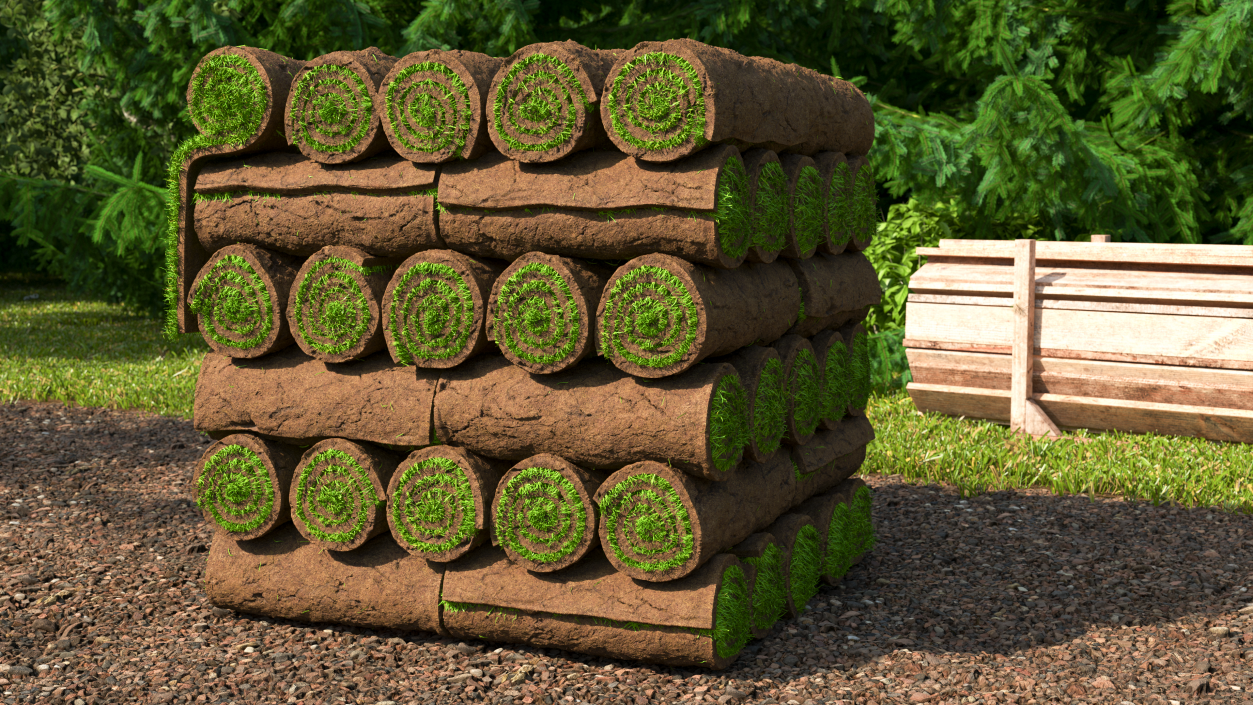 3D Rolled Lawn Big Stack