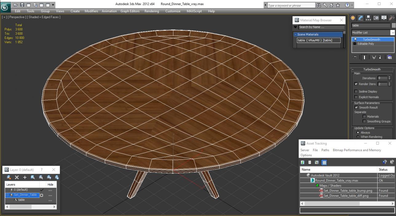 3D Round Dinner Table model