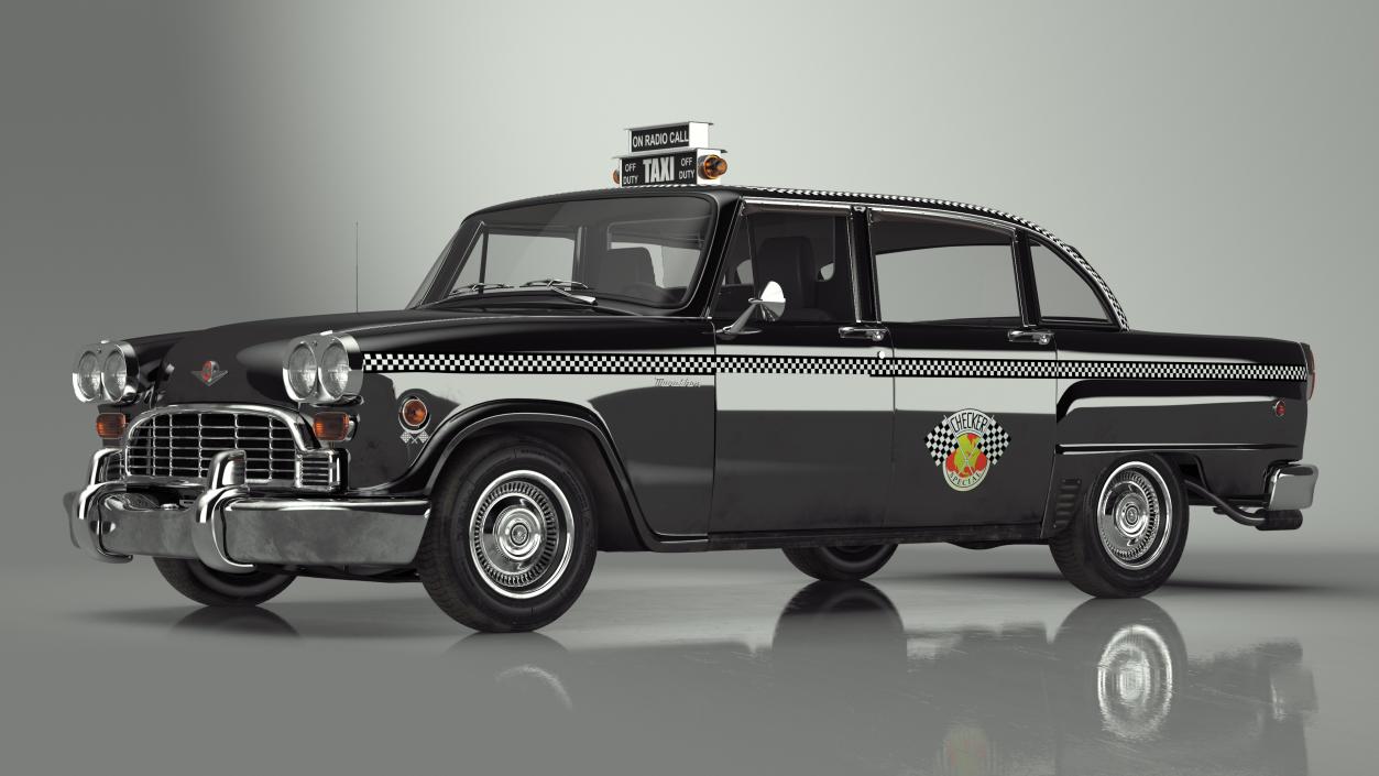 3D model Classic Checker Taxi Cab Simple Interior