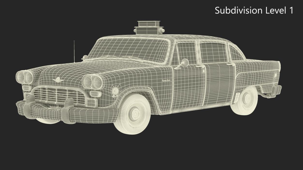 3D model Classic Checker Taxi Cab Simple Interior