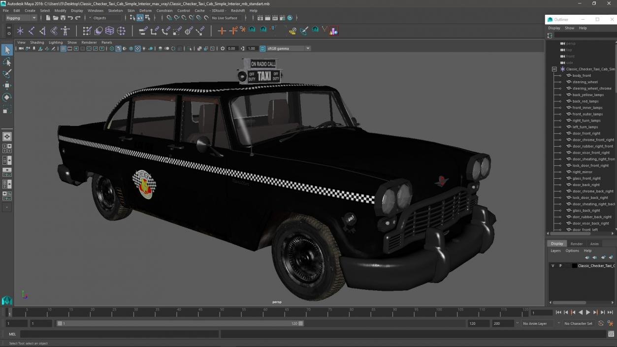 3D model Classic Checker Taxi Cab Simple Interior