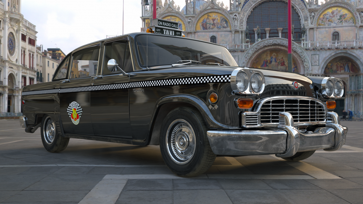 3D model Classic Checker Taxi Cab Simple Interior