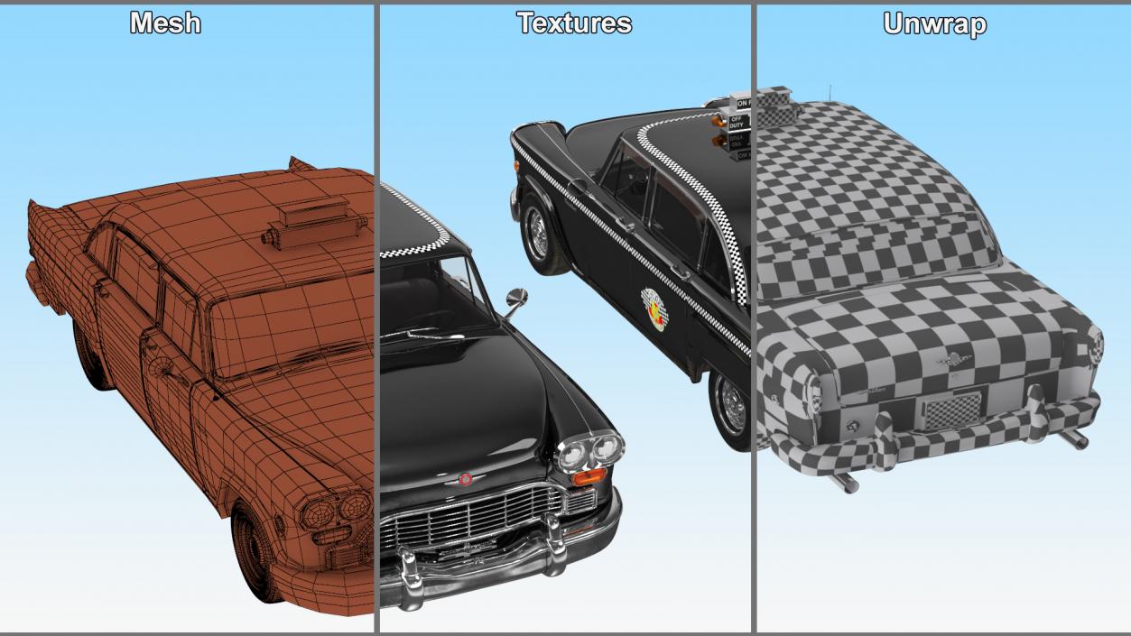 3D model Classic Checker Taxi Cab Simple Interior