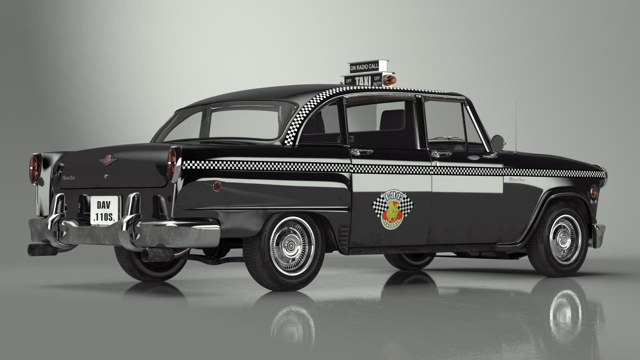 3D model Classic Checker Taxi Cab Simple Interior