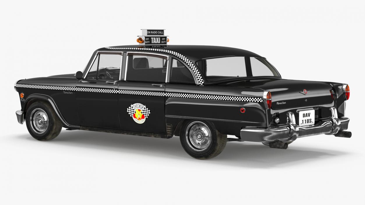 3D model Classic Checker Taxi Cab Simple Interior