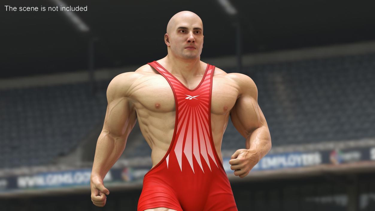 3D Muscular Male Running Pose in Reebok Red Singlet model