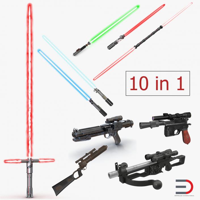 3D Star Wars Weapons Collection model