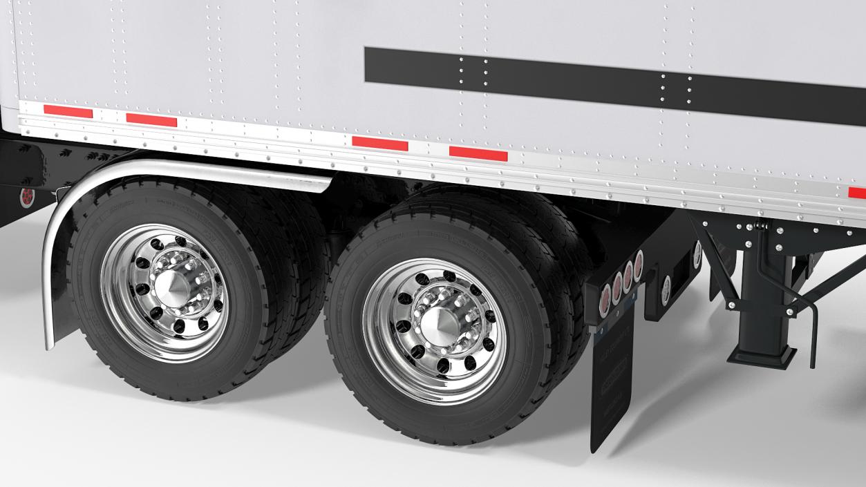 Heavy Duty Long Hood Truck with Semi Trailer 3D model