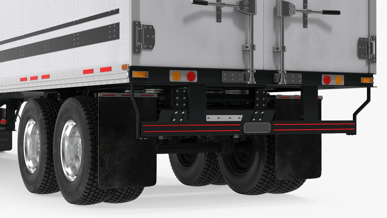 Heavy Duty Long Hood Truck with Semi Trailer 3D model