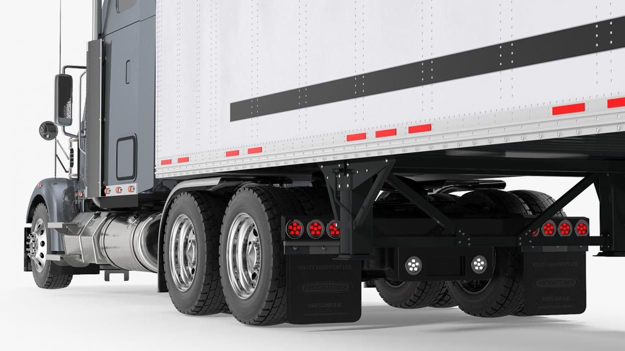 Heavy Duty Long Hood Truck with Semi Trailer 3D model