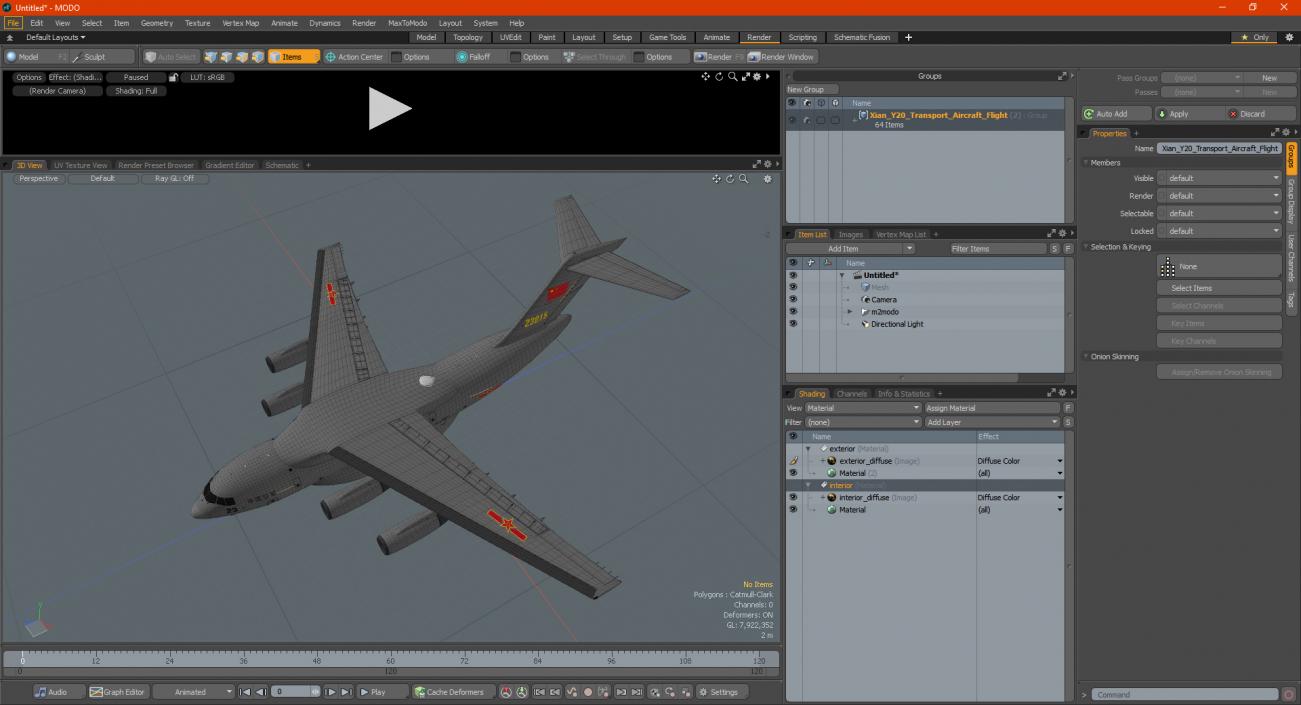 Xian Y20 Transport Aircraft Flight 3D model