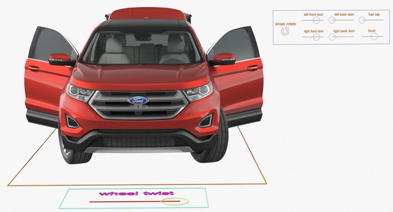 3D Ford Edge 2015 Rigged